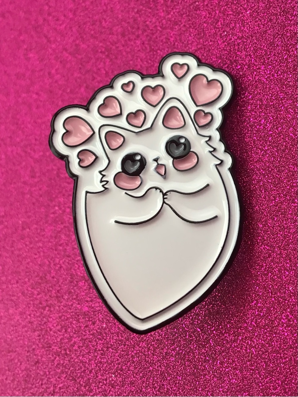 Cat with Hearts Enamel Pin